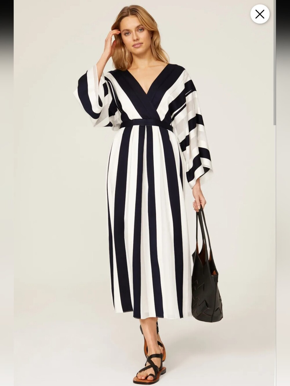 Adam Lippes Kimono Sleeve Stripe White Dress Size 8
